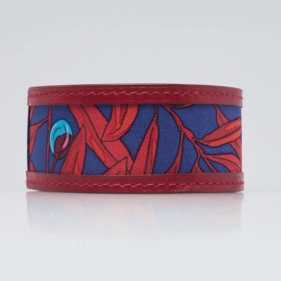 Hermes Red Leather and Silk Bracelet - Picture 3 of 6